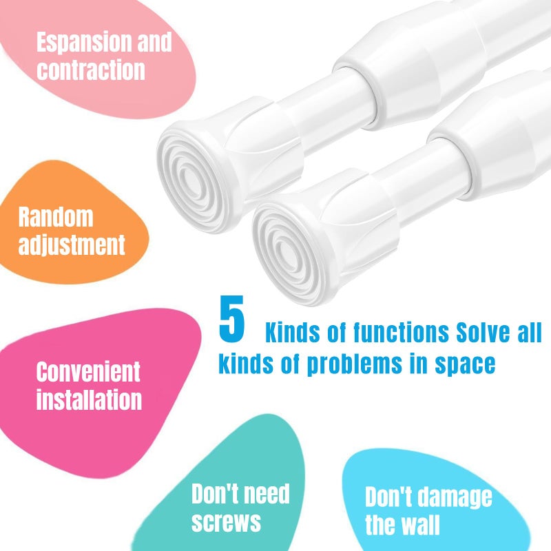 AIZESI Spring Tension Curtain Rods Short Tension Rod (White,27" to 37"-4Pcs) - Image 2